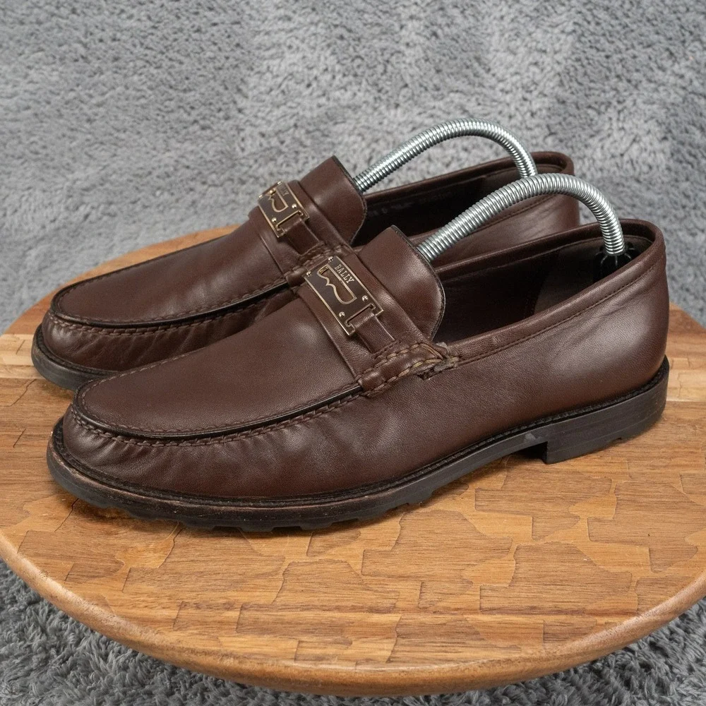 BALLY Candino Bit Loafer Casual Brown Leather Driver Shoes Mens Sz 8.5 D